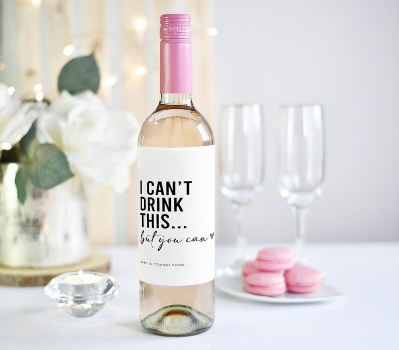 Mlle Label Pregnancy Announcement Wine Labels - Baby Coming Soon Announcement for Partner, Parents, Grand Parents, Auntie, Cousin & Friends - Alternative to Card - Baby Reveal Wine Label (Pack of 2) - Image 3